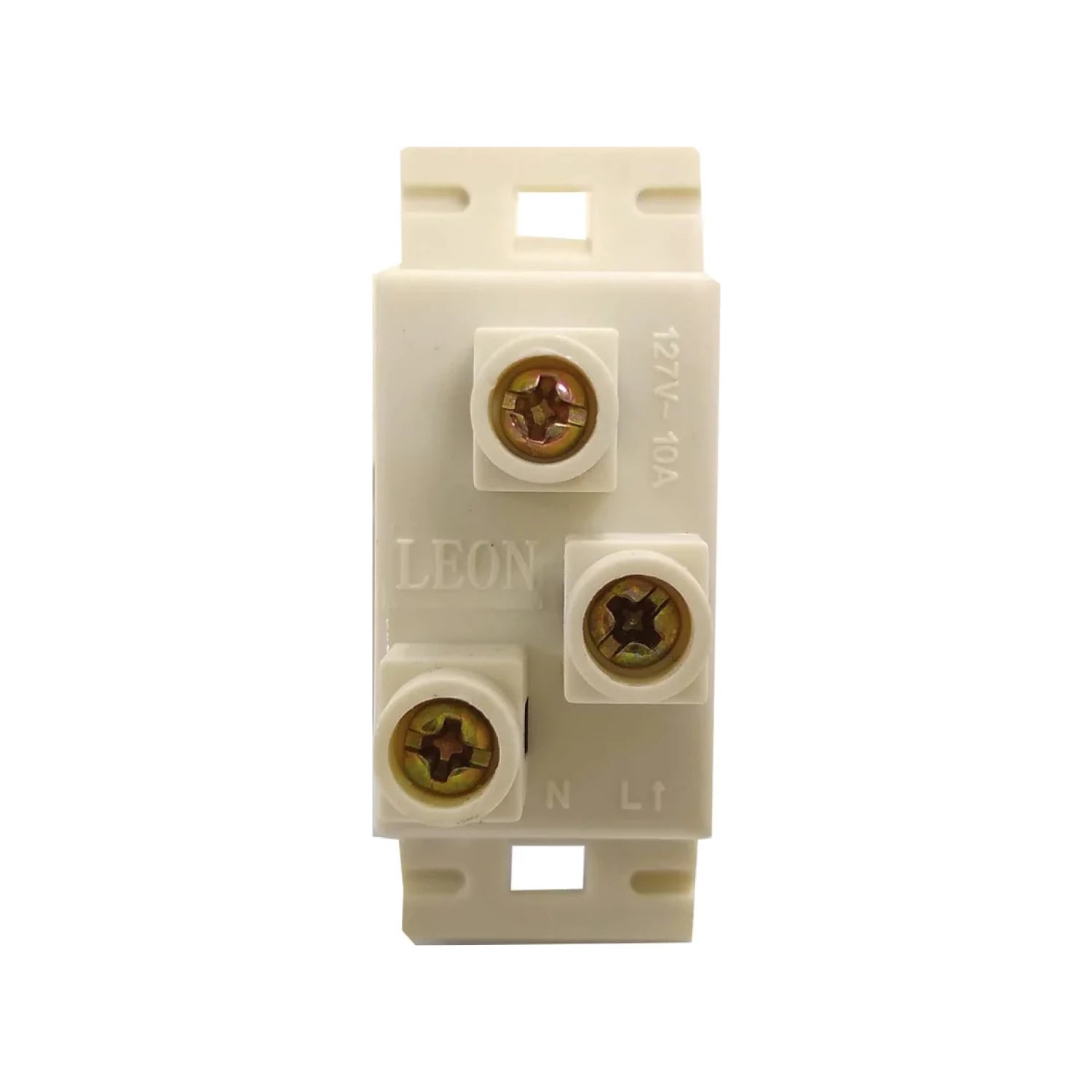 Contacto eléctrico aterrizado de 3 terminales LEON marfil 127V 10A con N y L