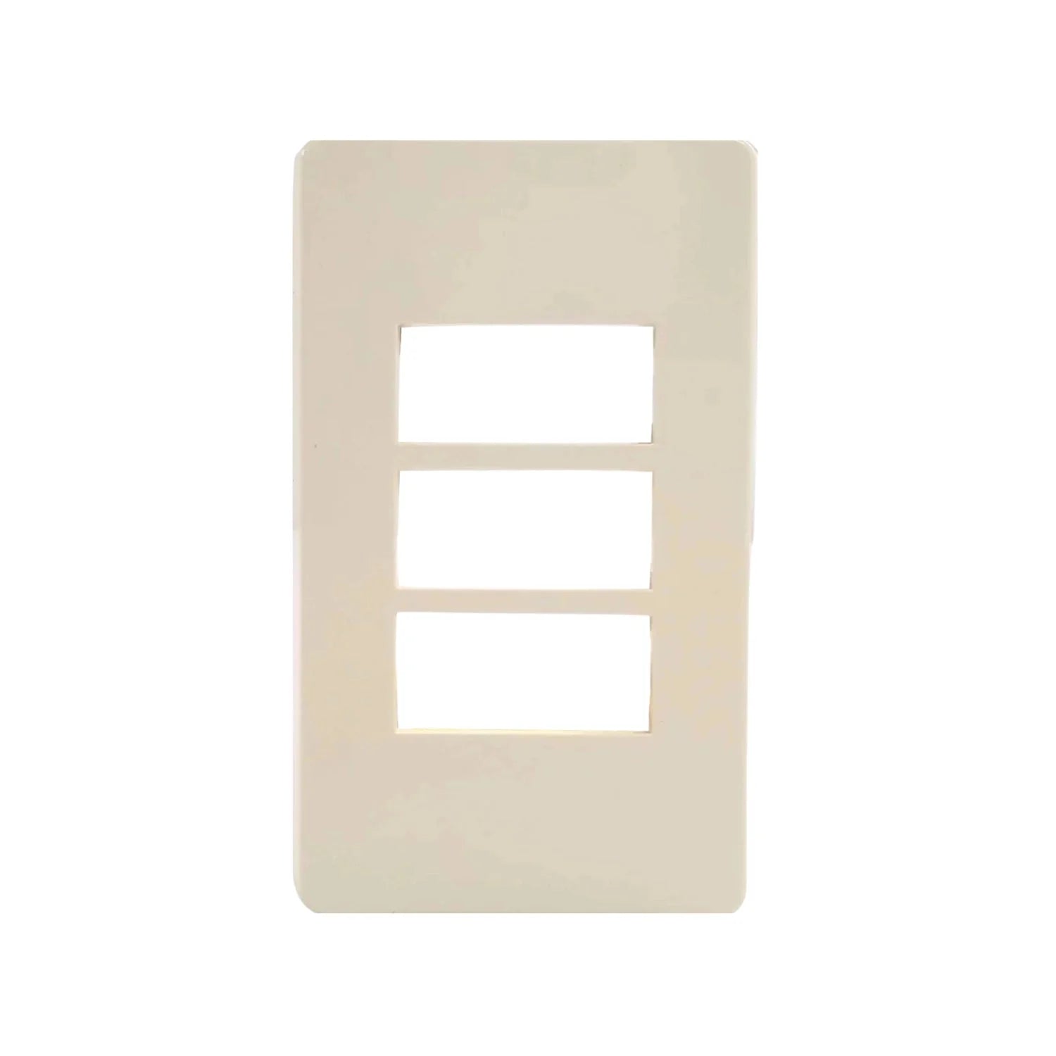 Placa modular marfil de 3 ventanas para instalaciones eléctricas en pared