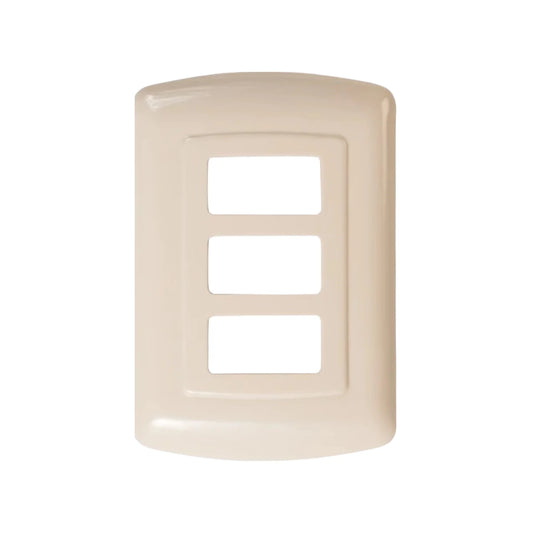 Placa 3 ventanas marfil León PLM-3U evolución