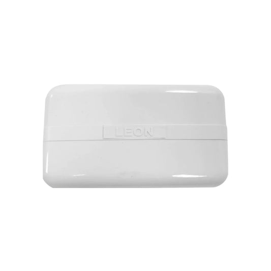 Timbre ding dong rectangular blanco marca León, carcasa plástica