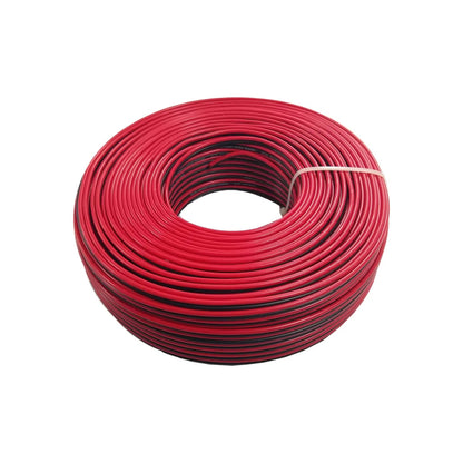 Cable eléctrico bicolor rojo y negro, calibre 18 AWG, rollo 100m, marca León, alta calidad.