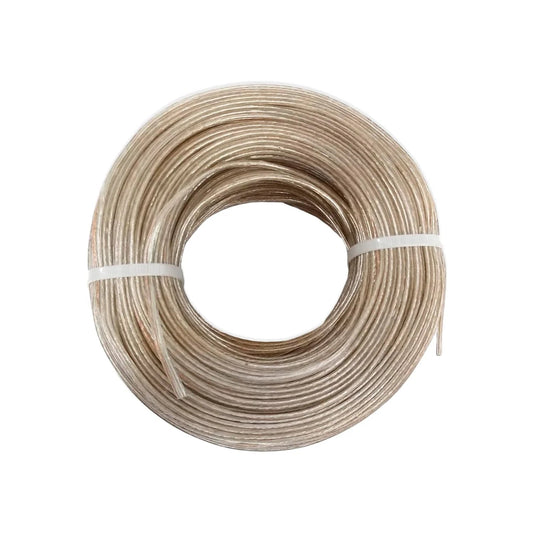 Cable polarizado transparente calibre 18, rollo de 100 metros para instalaciones de audio y electricidad.