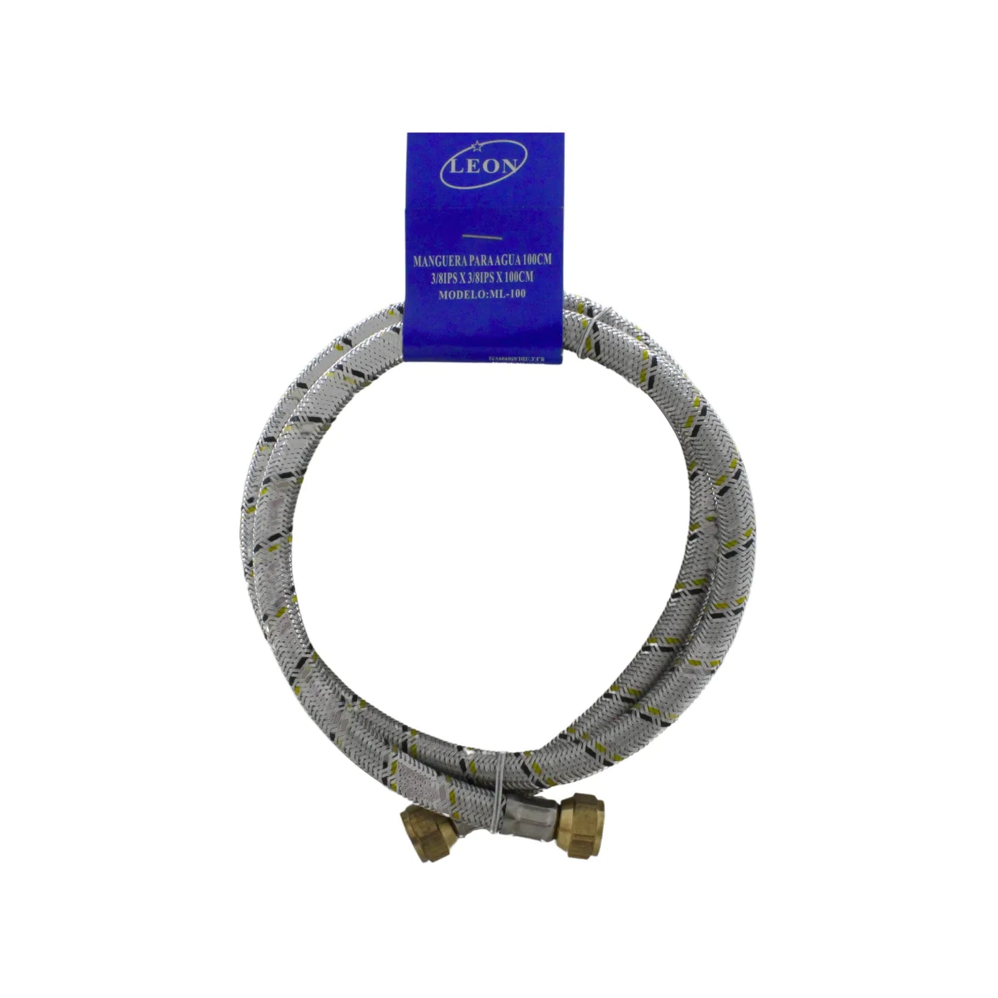 Manguera flexible trenzada de acero inoxidable Leon 100cm con conexiones 3/8 IPS para agua modelo ML-100
