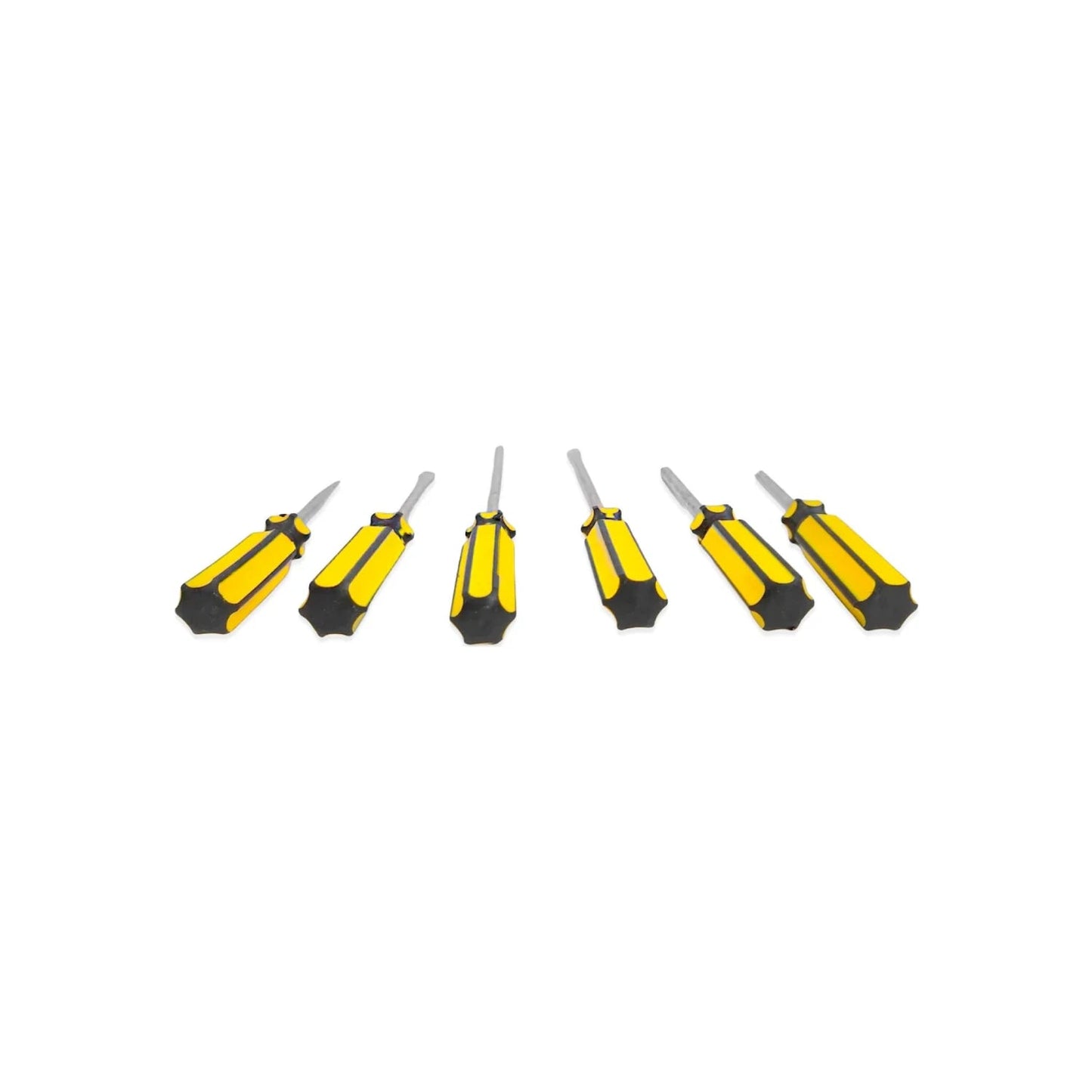 Juego de 6 desarmadores con mango ergonómico amarillo y negro para trabajos de ferretería