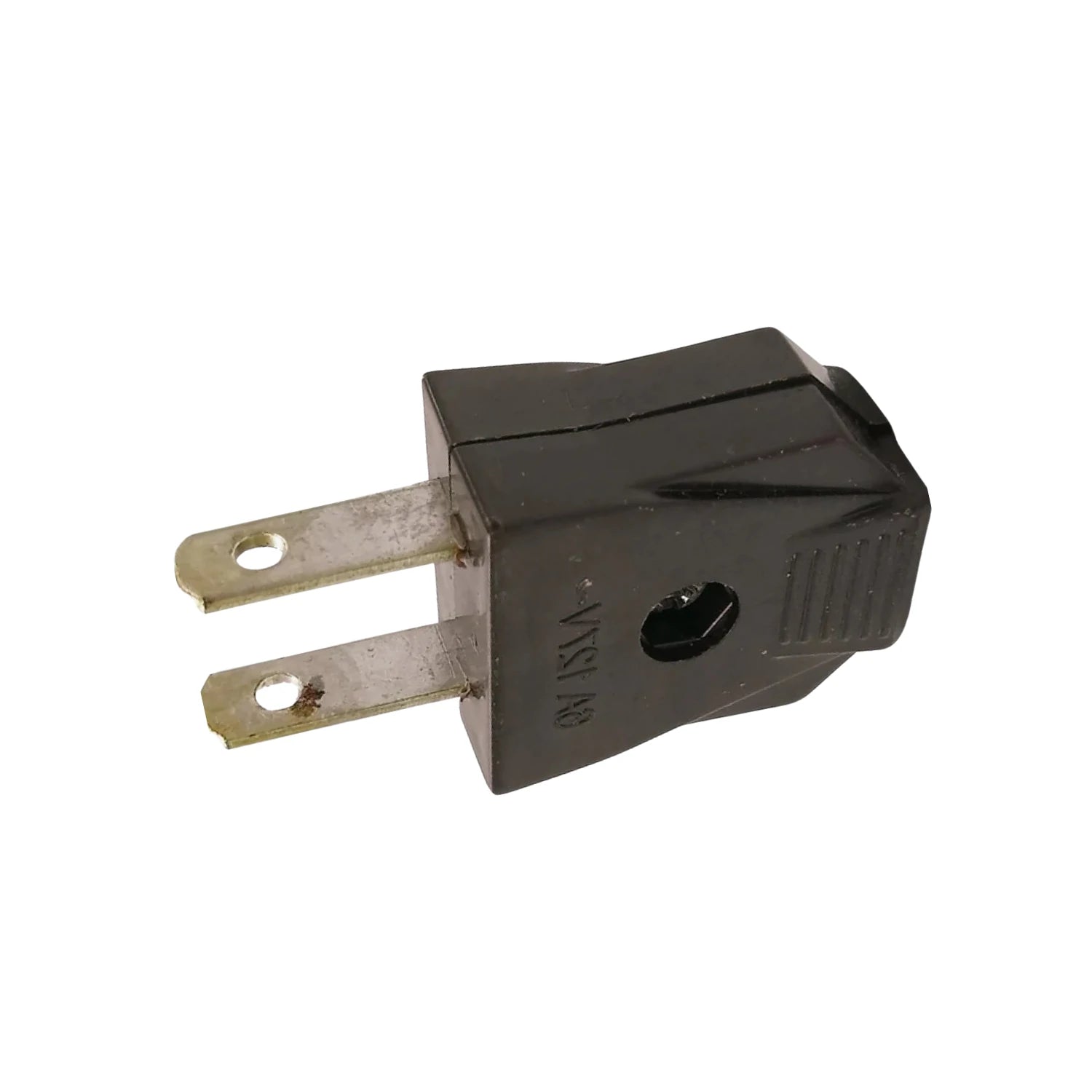 Clavija eléctrica plana de dos puntas, color negro, 15A, para reparación de cables