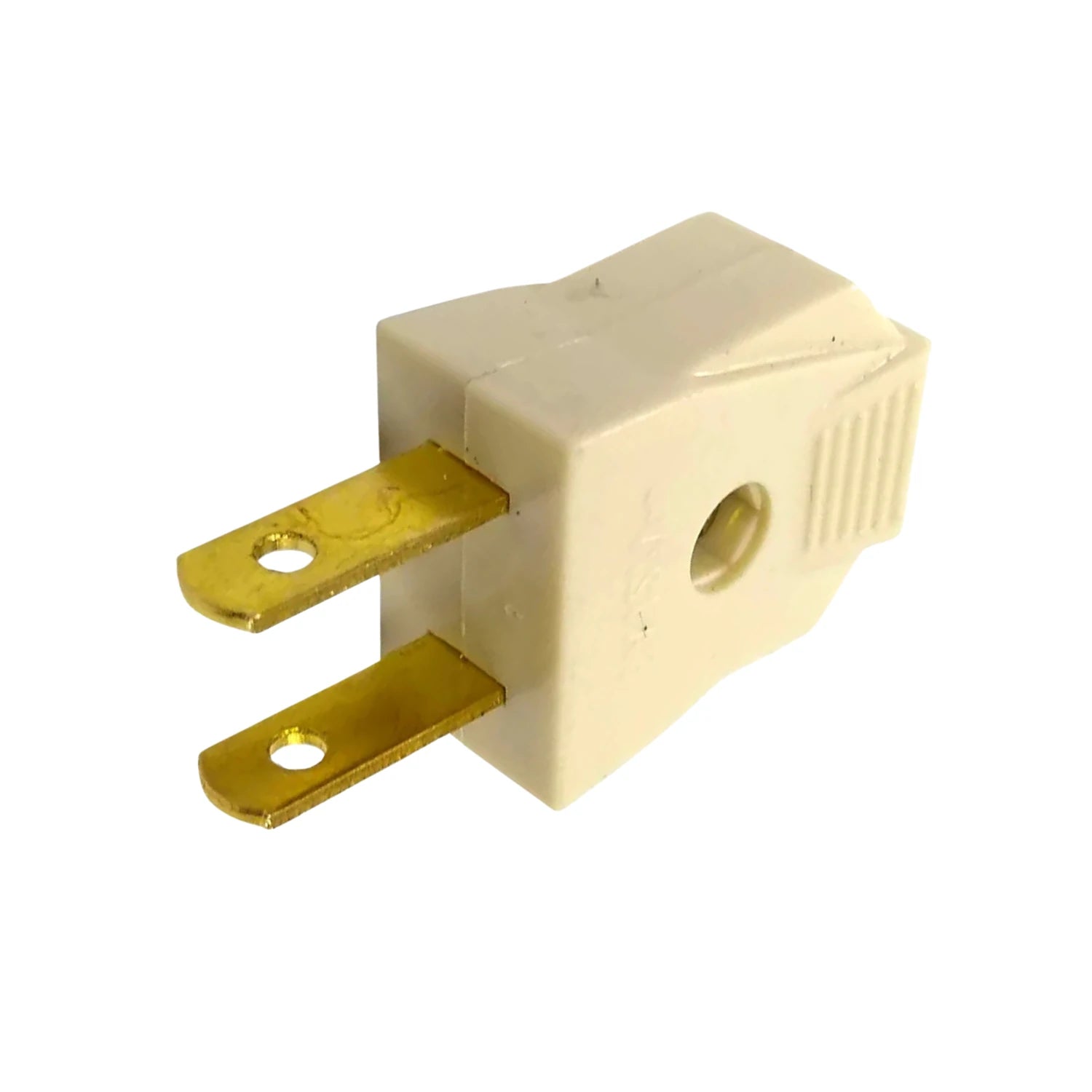 Clavija eléctrica plana marfil de 2 patas para conexión de aparatos domésticos