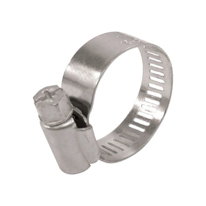Abrazadera metálica tipo sin fin para mangueras, con tornillo de ajuste, plateada, ideal para fontanería y automoción