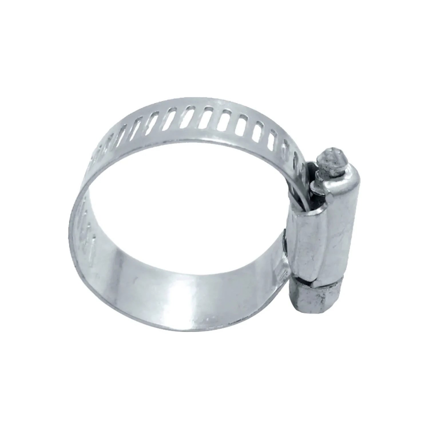 Abrazadera sin fin de manguera, acero inoxidable, para fijación de tuberías y conductos, color plata.