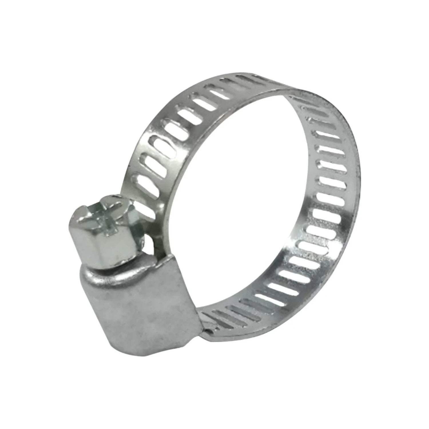 Abrazadera sin fin metálica galvanizada con tornillo hexagonal para sujeción de mangueras y tubos