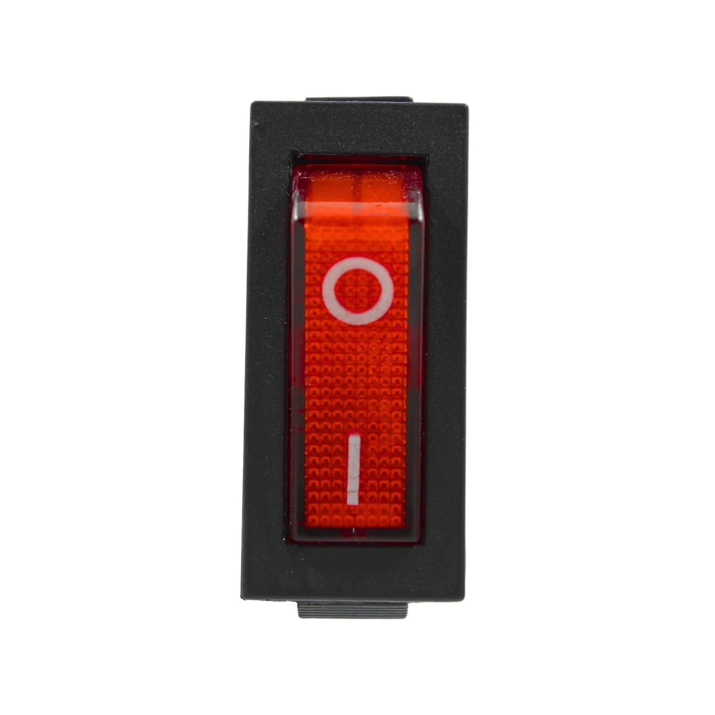 Interruptor rocker switch rojo iluminado con piloto y símbolos O/I para encendido/apagado eléctrico