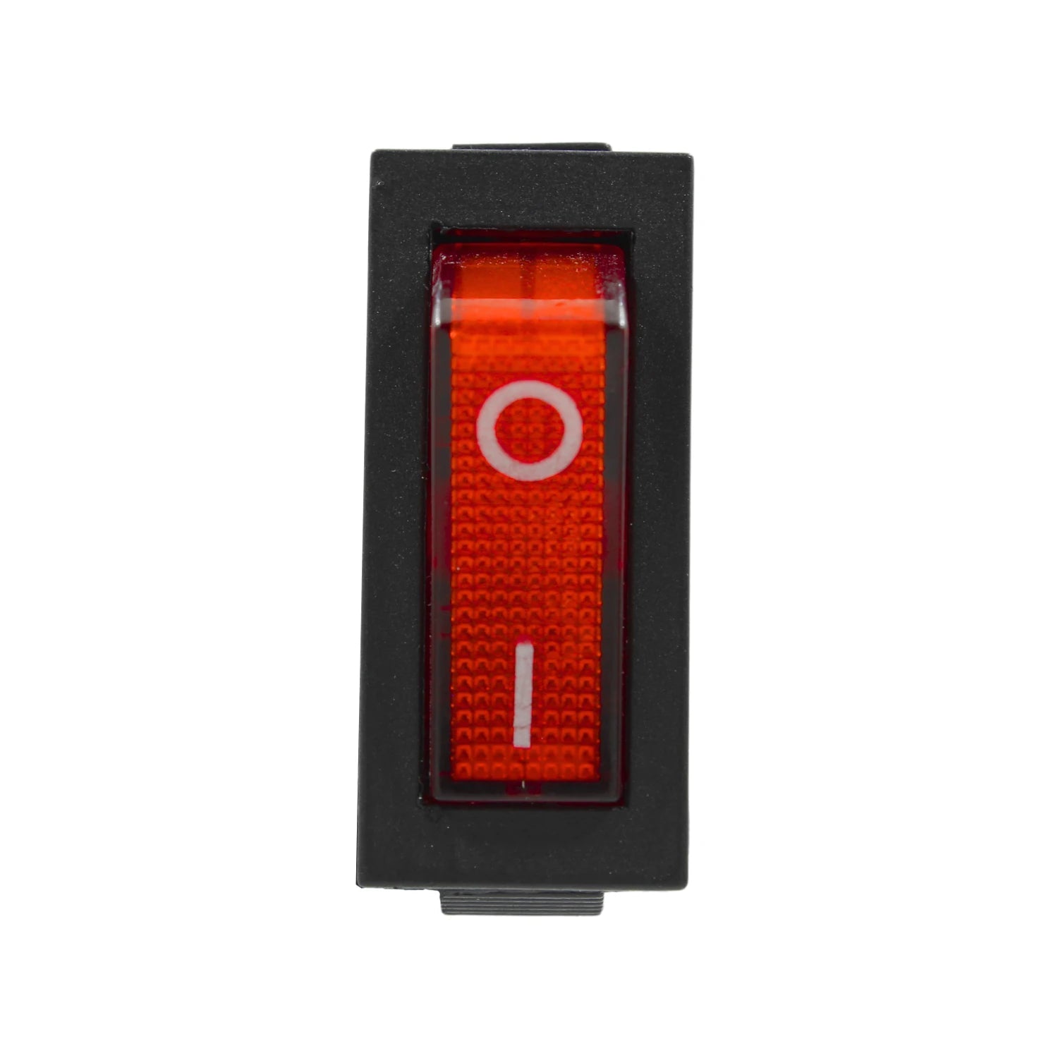 Interruptor rocker switch rojo iluminado con piloto y símbolos O/I para encendido/apagado eléctrico