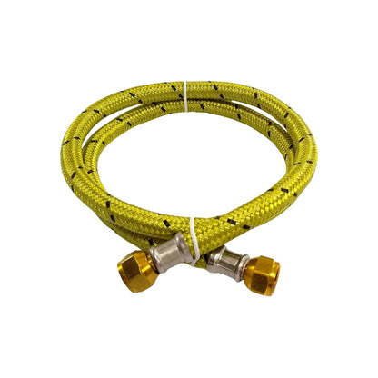Manguera trenzada amarilla para gas con conexiones de latón, 1 metro de largo
