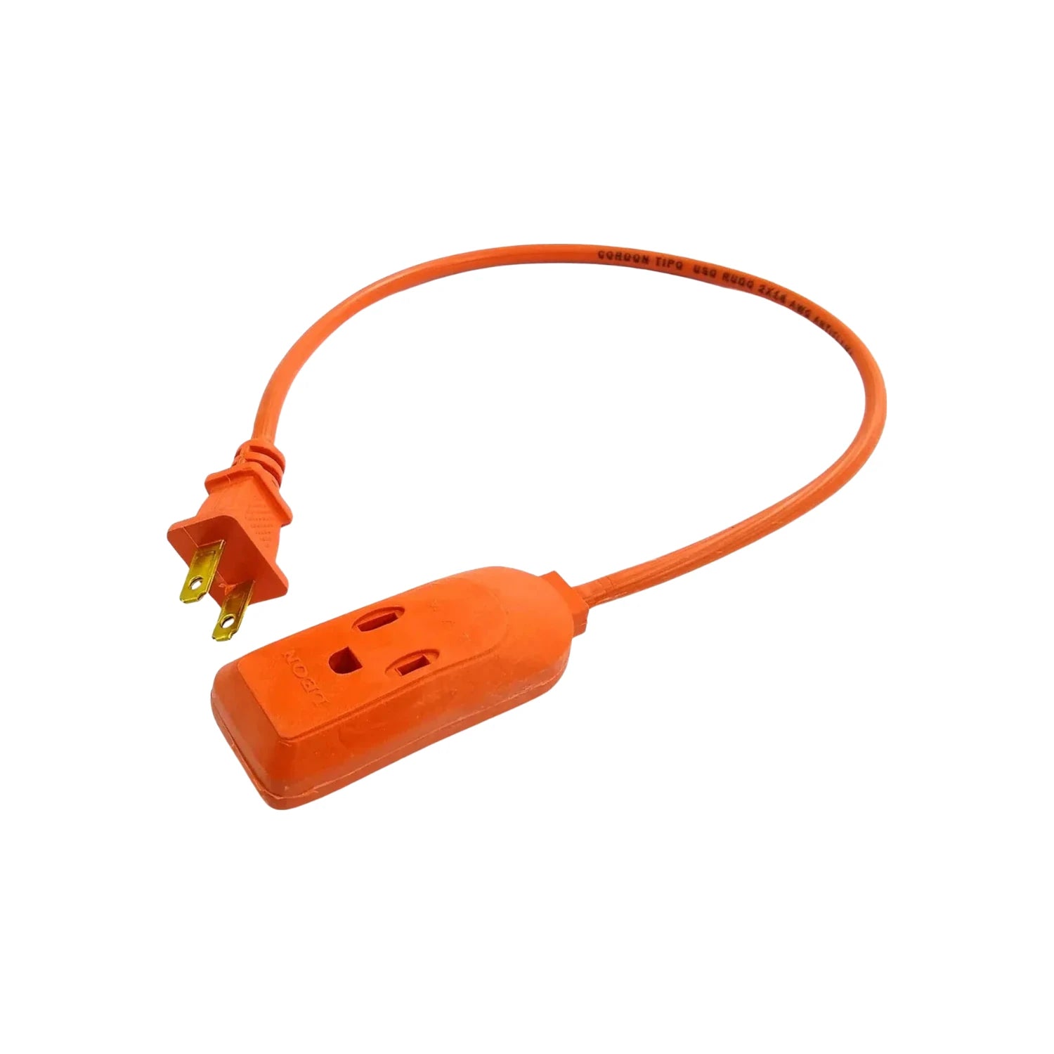 Extensión eléctrica uso rudo naranja León, 50 cm, con doble salida, cable 2x14 AWG