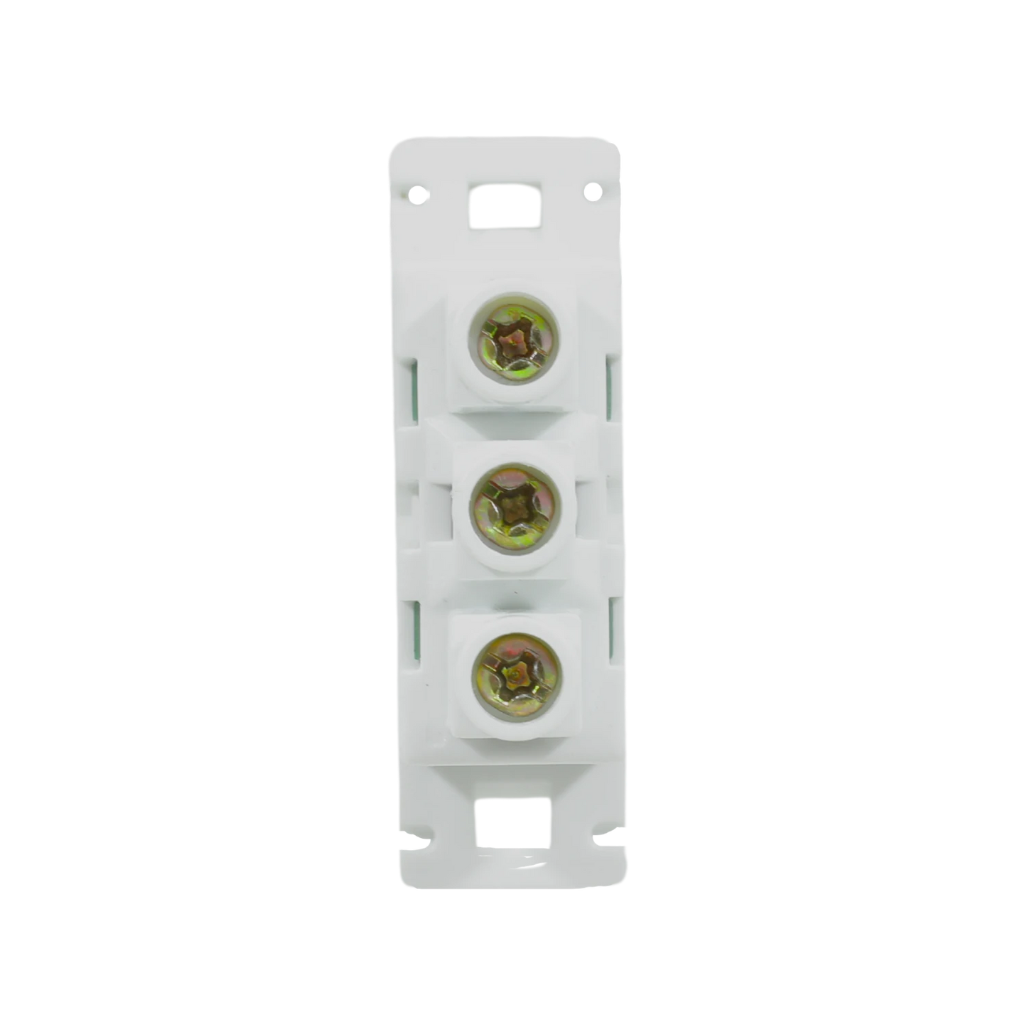 Bloque terminal eléctrico blanco de 3 vías con tornillos Phillips para conexiones de cables seguras
