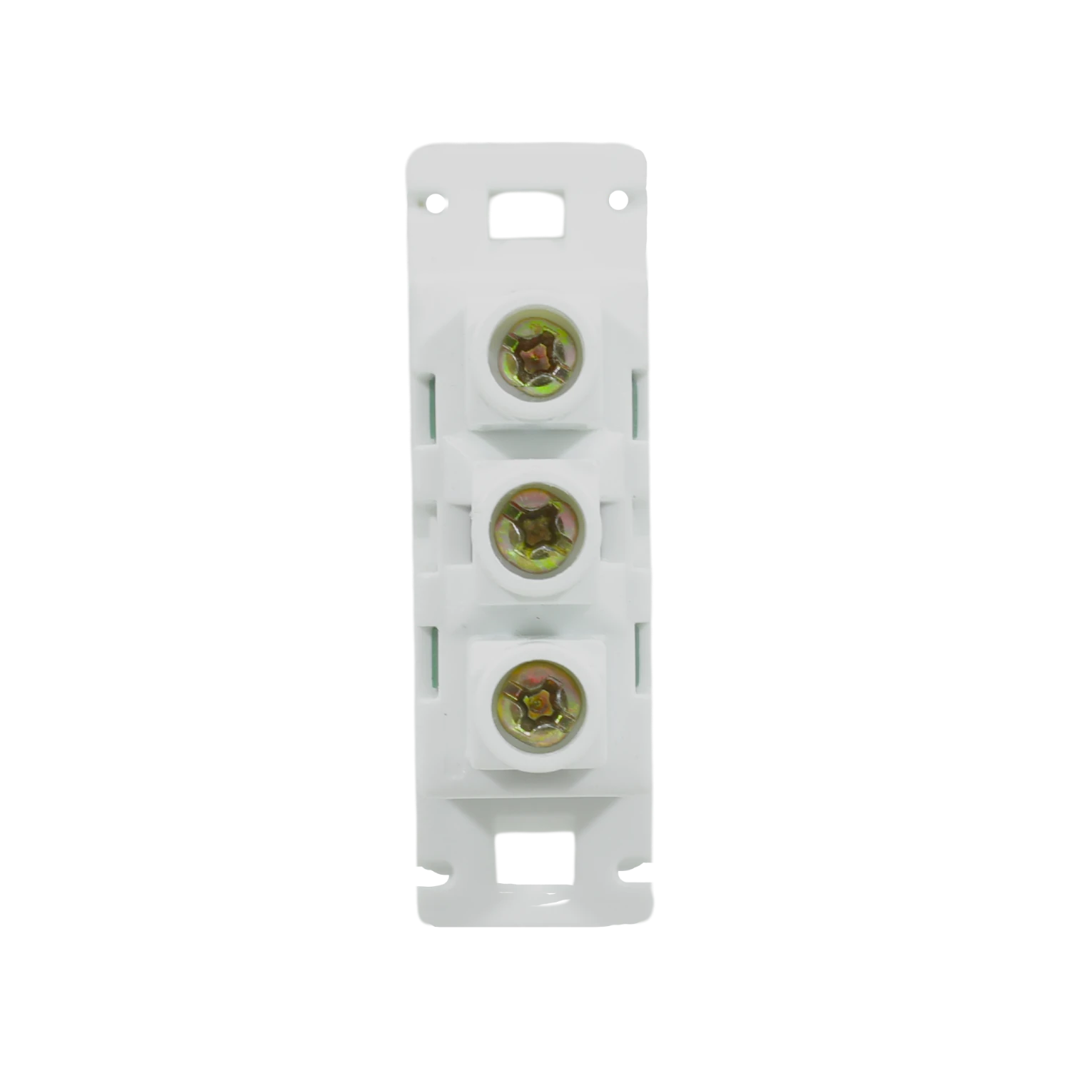 Bloque terminal eléctrico blanco de 3 vías con tornillos Phillips para conexiones de cables seguras