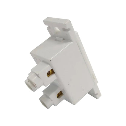Contacto eléctrico modular blanco aterrizado con 2 entradas para enchufes.