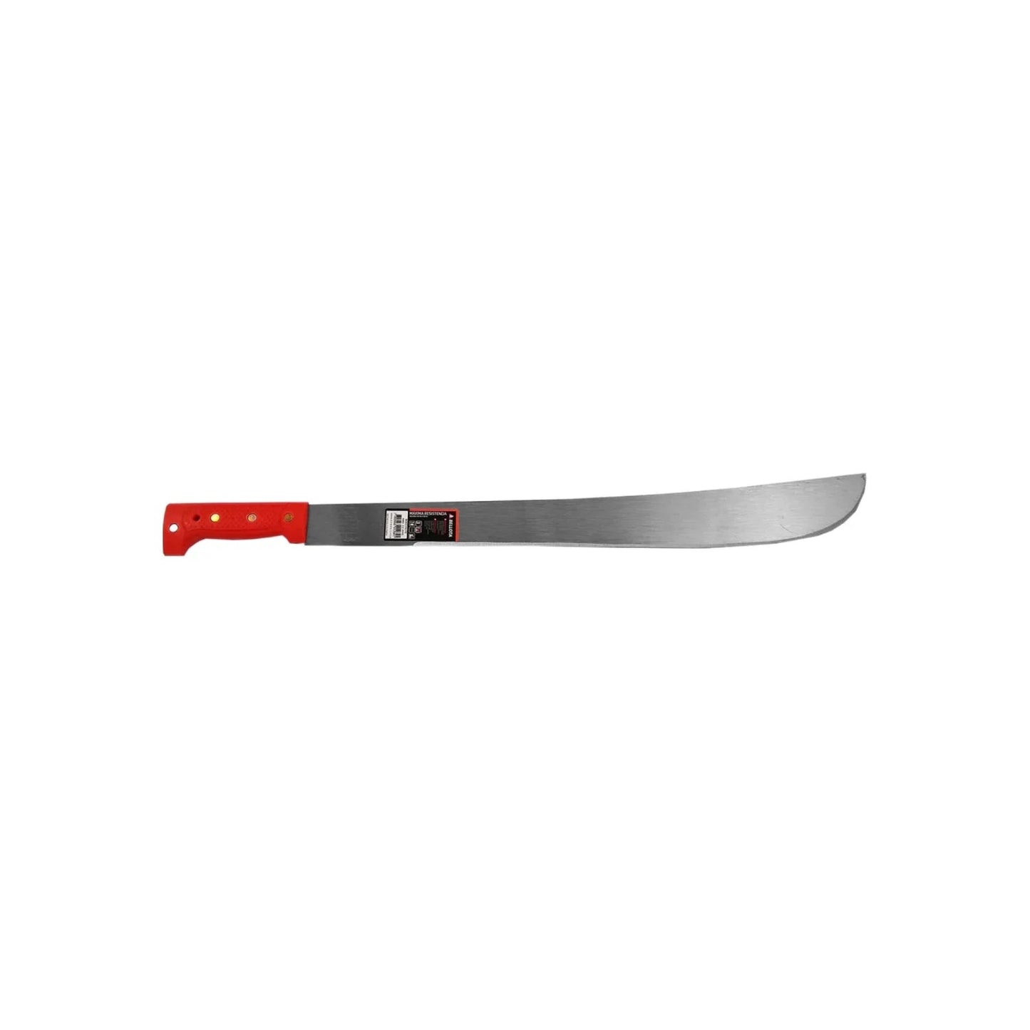 Machete de acero pulido 22", mango rojo resistente para trabajos de desbroce y agrícolas