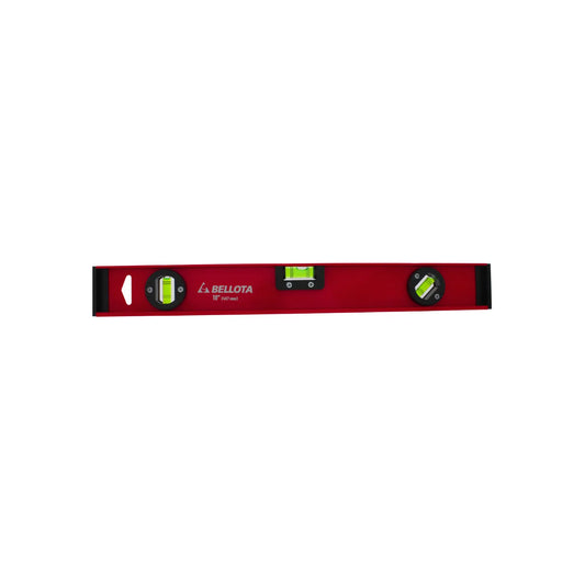 Nivel de burbuja Bellota de 18 pulgadas 457 mm color rojo con tres viales para construcción y carpintería