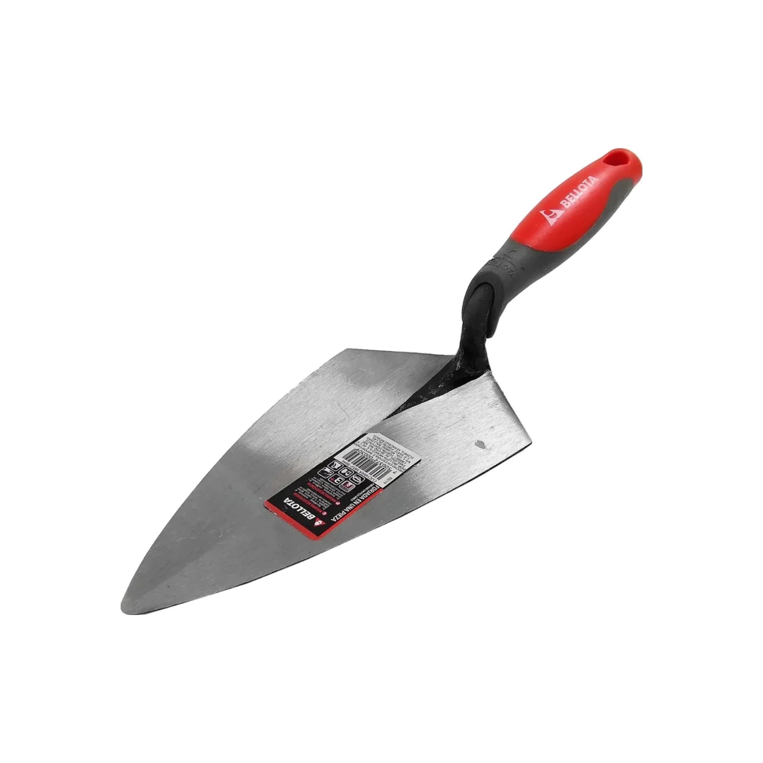 Cuchara de albañil Bellota hoja triangular mango bimaterial rojo y gris, herramienta para construcción