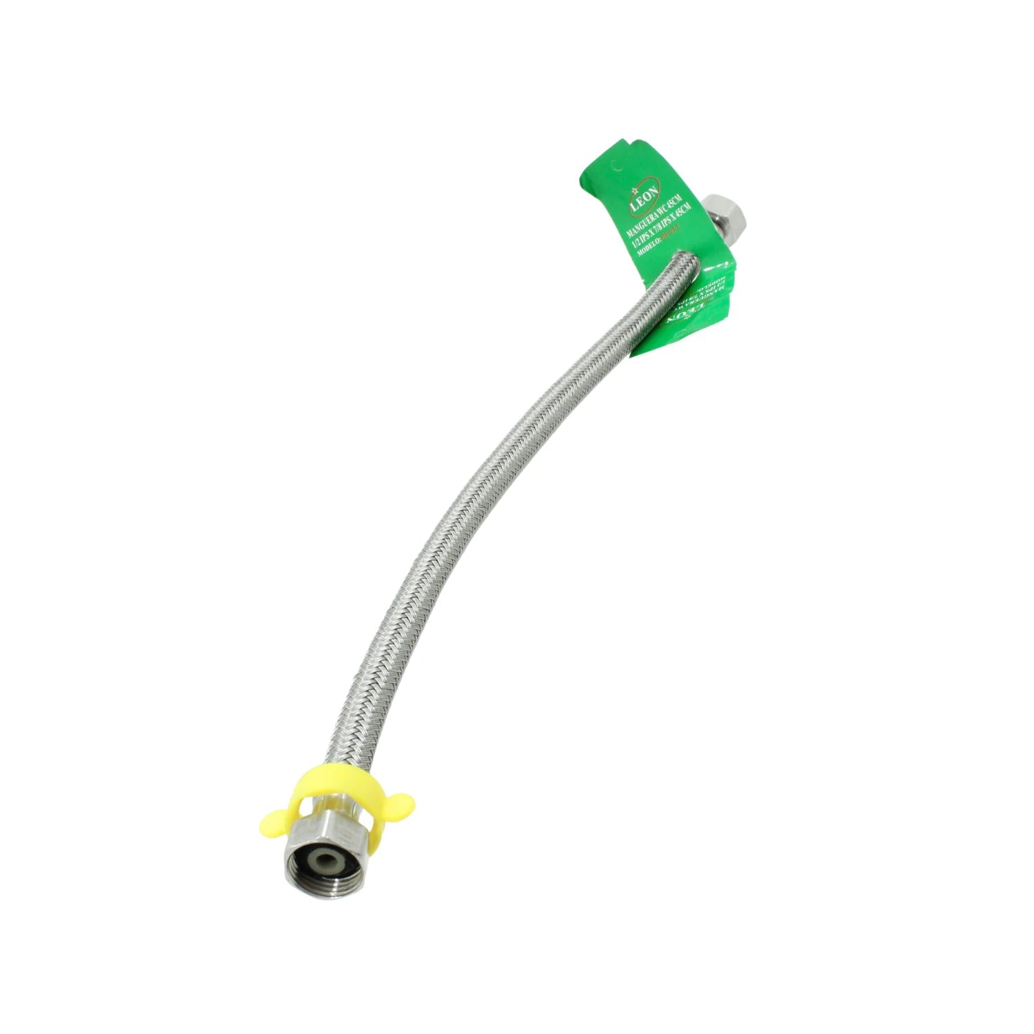 Manguera flexible trenzada de acero inoxidable LEON 48cm para WC con conexiones metálicas