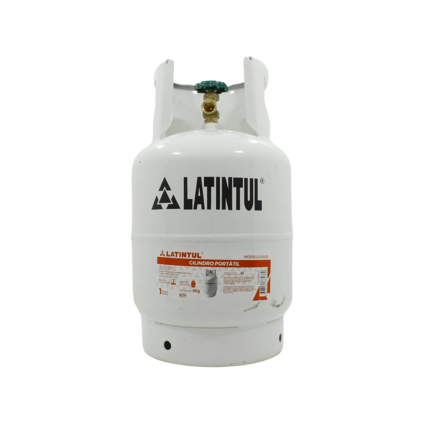 Cilindro de gas LP portátil LATINTUL blanco 9kg, tanque de propano recargable ideal para camping y hogar