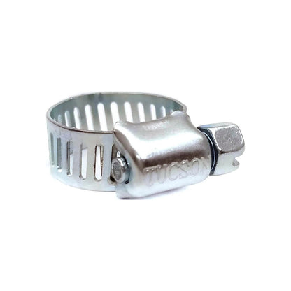 Abrazadera sin fin Tucson de metal plateado perforado para mangueras, con tornillo hexagonal