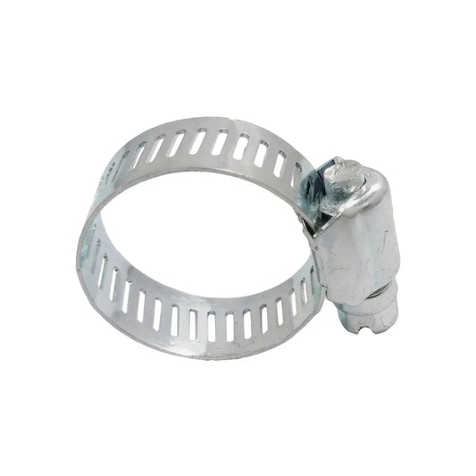 Abrazadera sin fin metálica con banda ranurada y mecanismo de tornillo para mangueras y tuberías