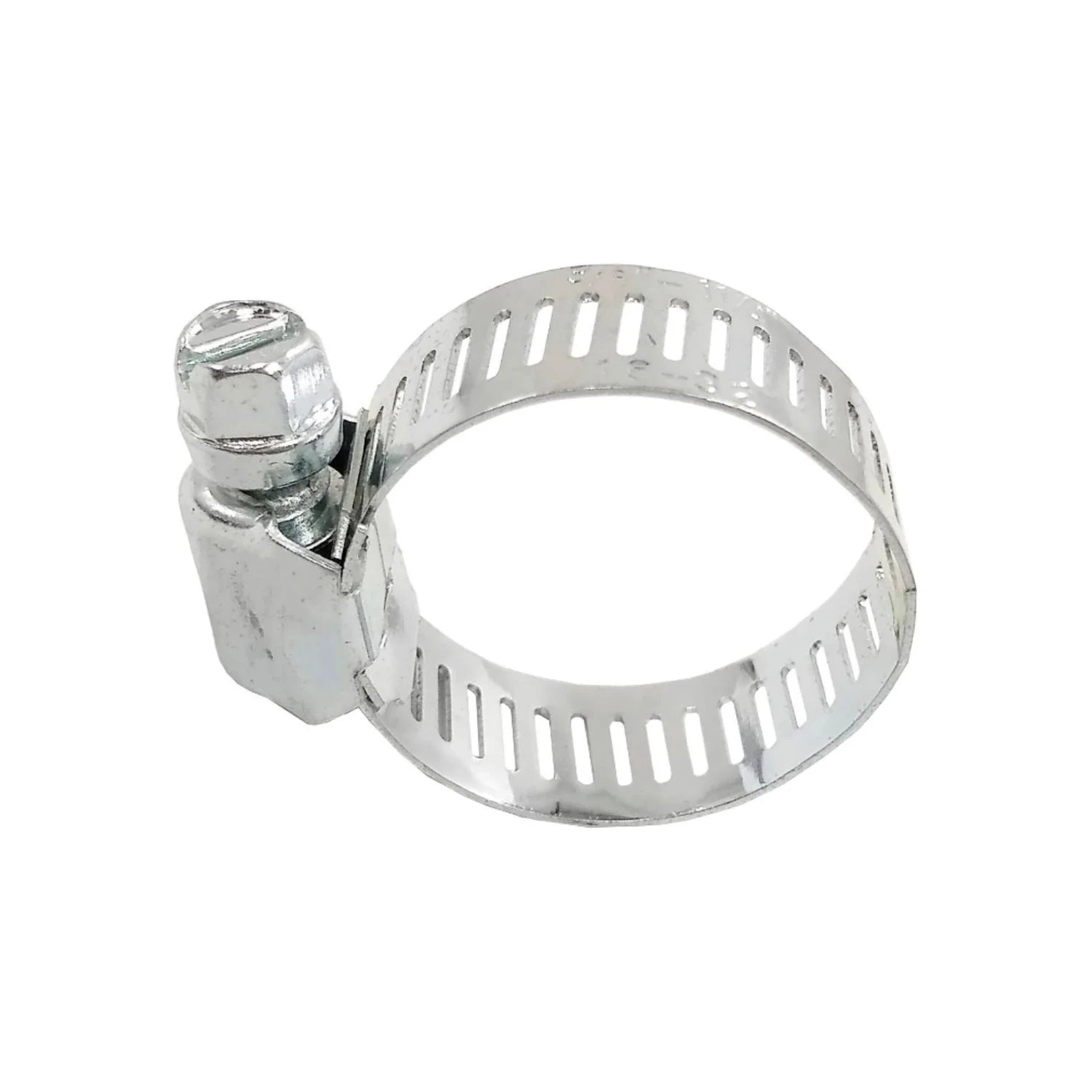 Abrazadera sin fin #12 de 1 1/4" metálica, para mangueras y tubos. Sujeción segura y ajustable.