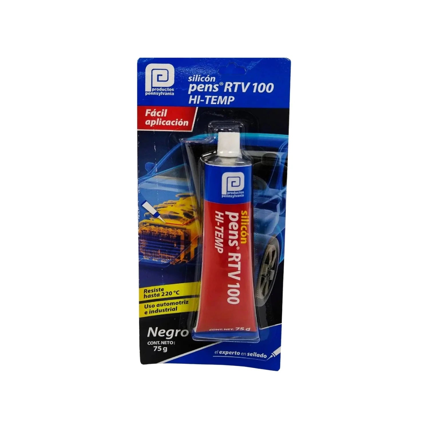 Silicón sellador negro Pennsylvania RTV 100 HI-TEMP 75g para uso automotriz e industrial, resistente a altas temperaturas