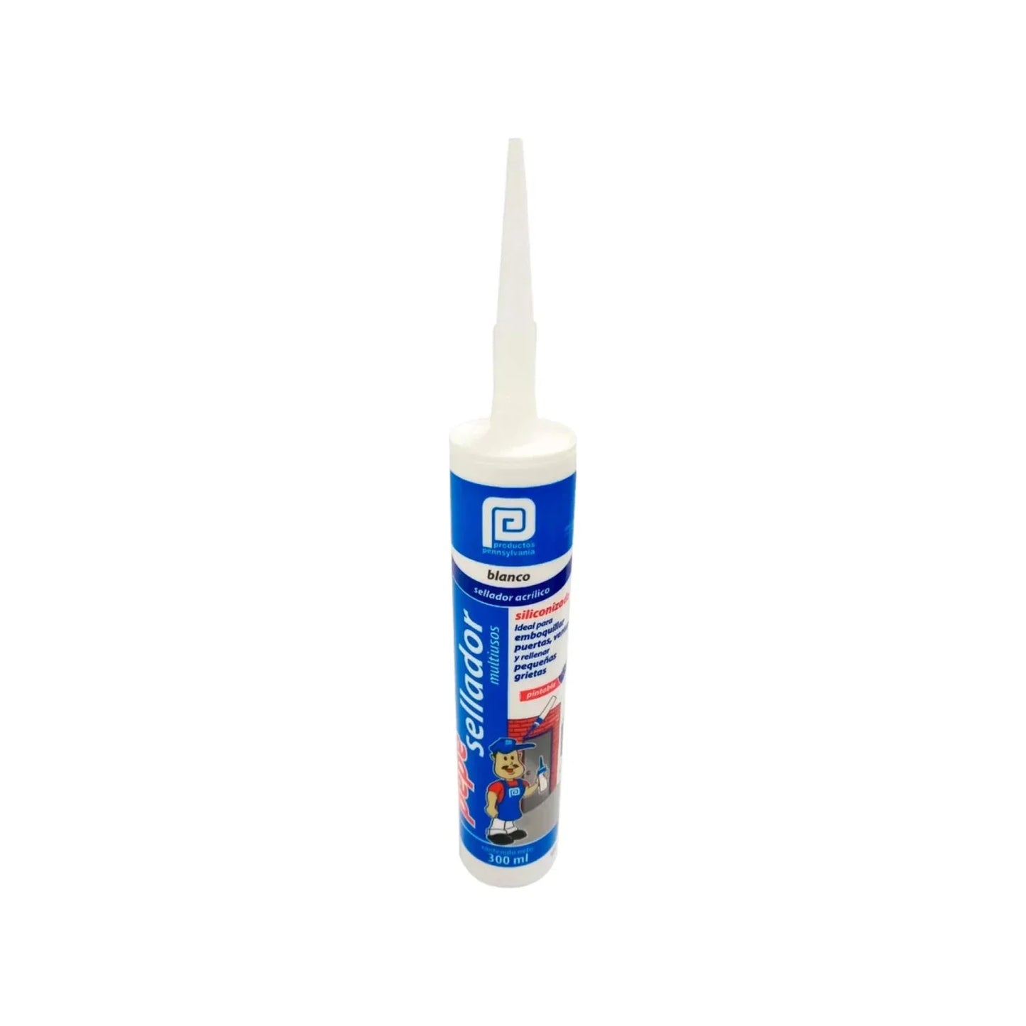 Sellador acrílico blanco siliconizado Pennsylvania 300ml para calafateo de ventanas y grietas