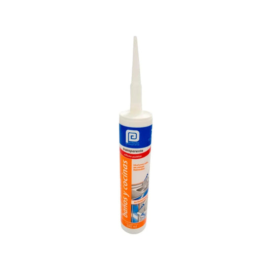 Sellador silicón transparente acético Pennsylvania 280ml para baños y cocinas, ideal zonas húmedas
