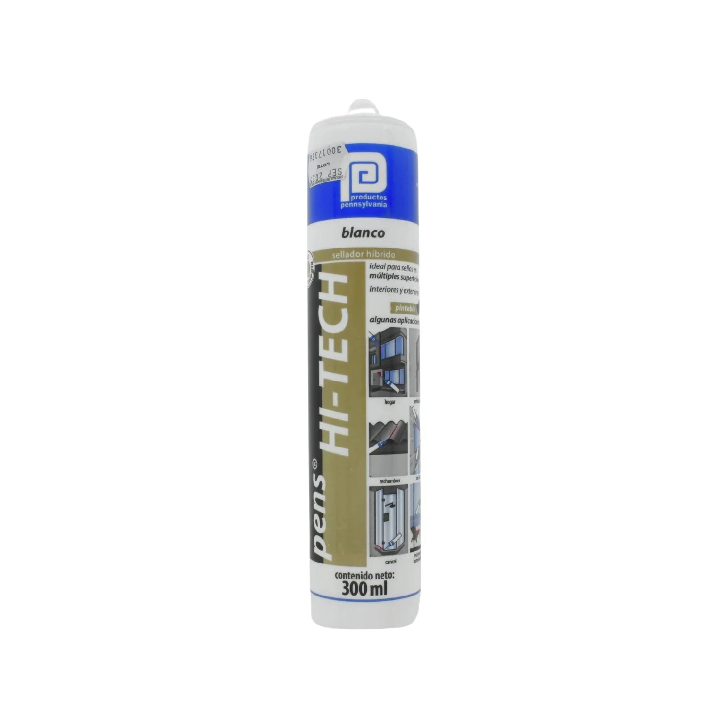 Sellador híbrido blanco Pennsylvania Hi-Tech 300 ml. Ideal para sellado en construcción, hogar, interiores y exteriores.
