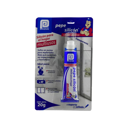 Silicón sellador transparente multiusos Pepe Pennsylvania 20g para juntas herméticas en vidrio, cerámica y acuarios.