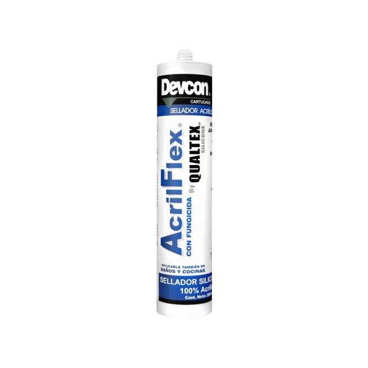 Silicón acrílico blanco Devcon AcrilFlex con fungicida para baños y cocinas 280ml