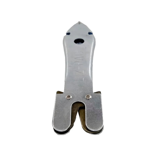 Afilador de cuchillos y navajas LIZ-PAC, diseño pescadito metálico, manual, ideal para filo rápido y portátil.