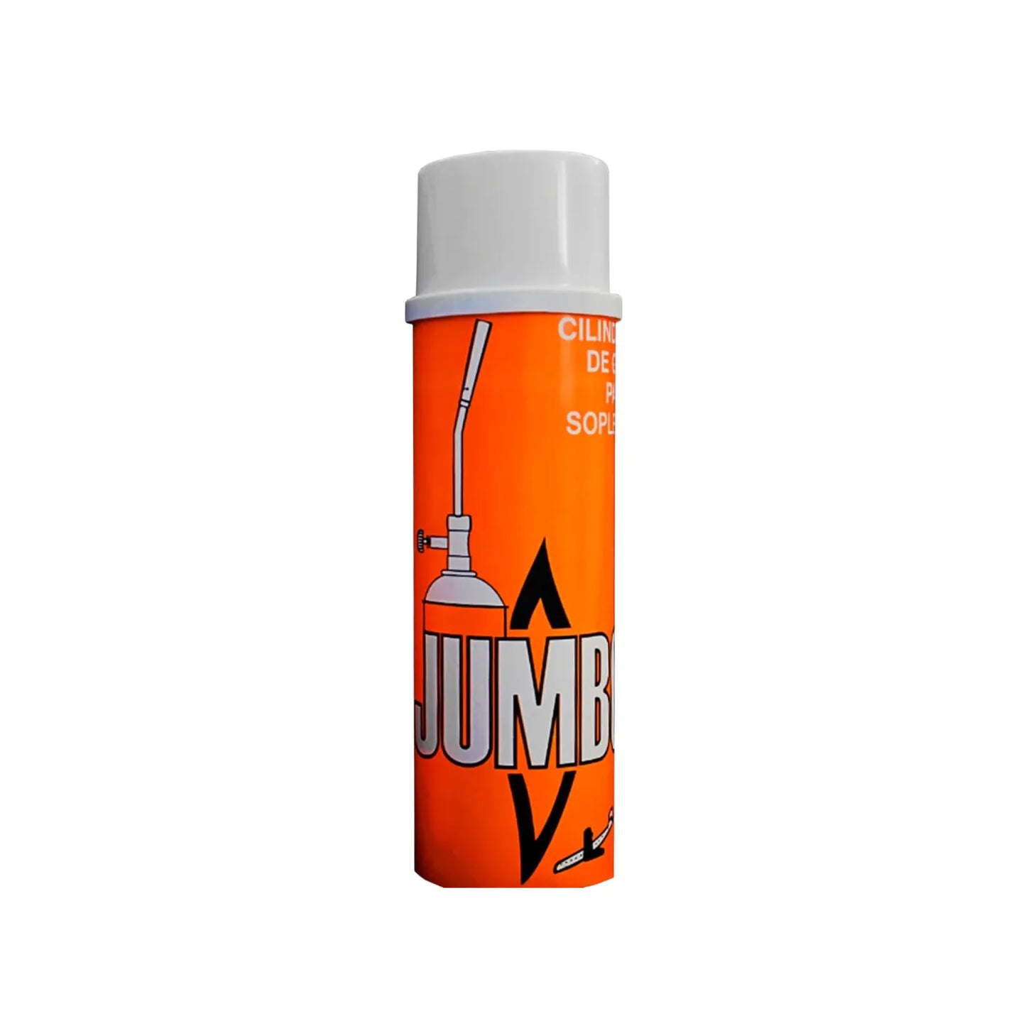 Cilindro de gas butano Jumbo color naranja para sopletes de soldadura y cocinillas de camping portátil.