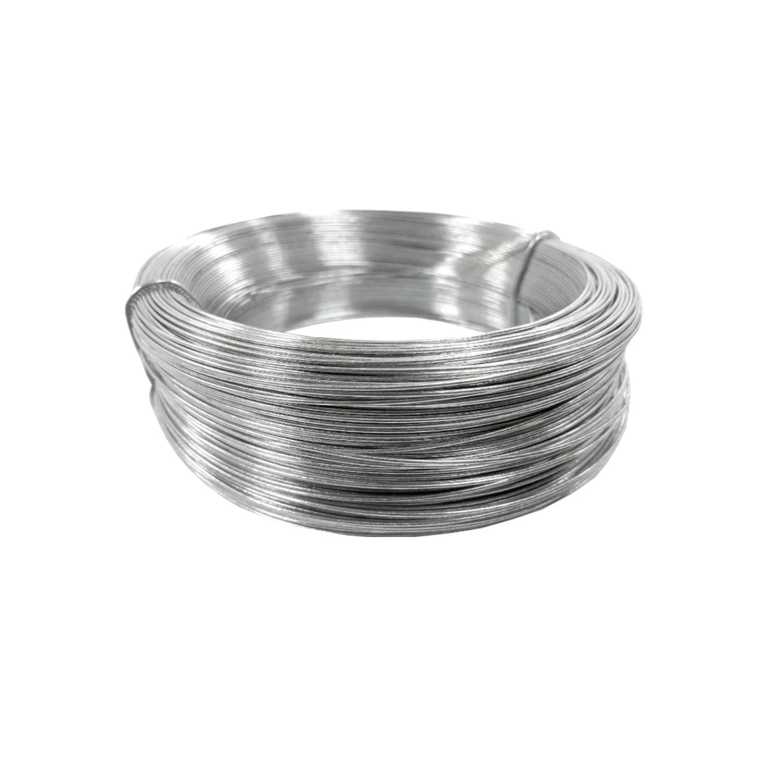 Rollo de alambre metálico plateado, ideal para proyectos de ferretería, construcción y jardinería