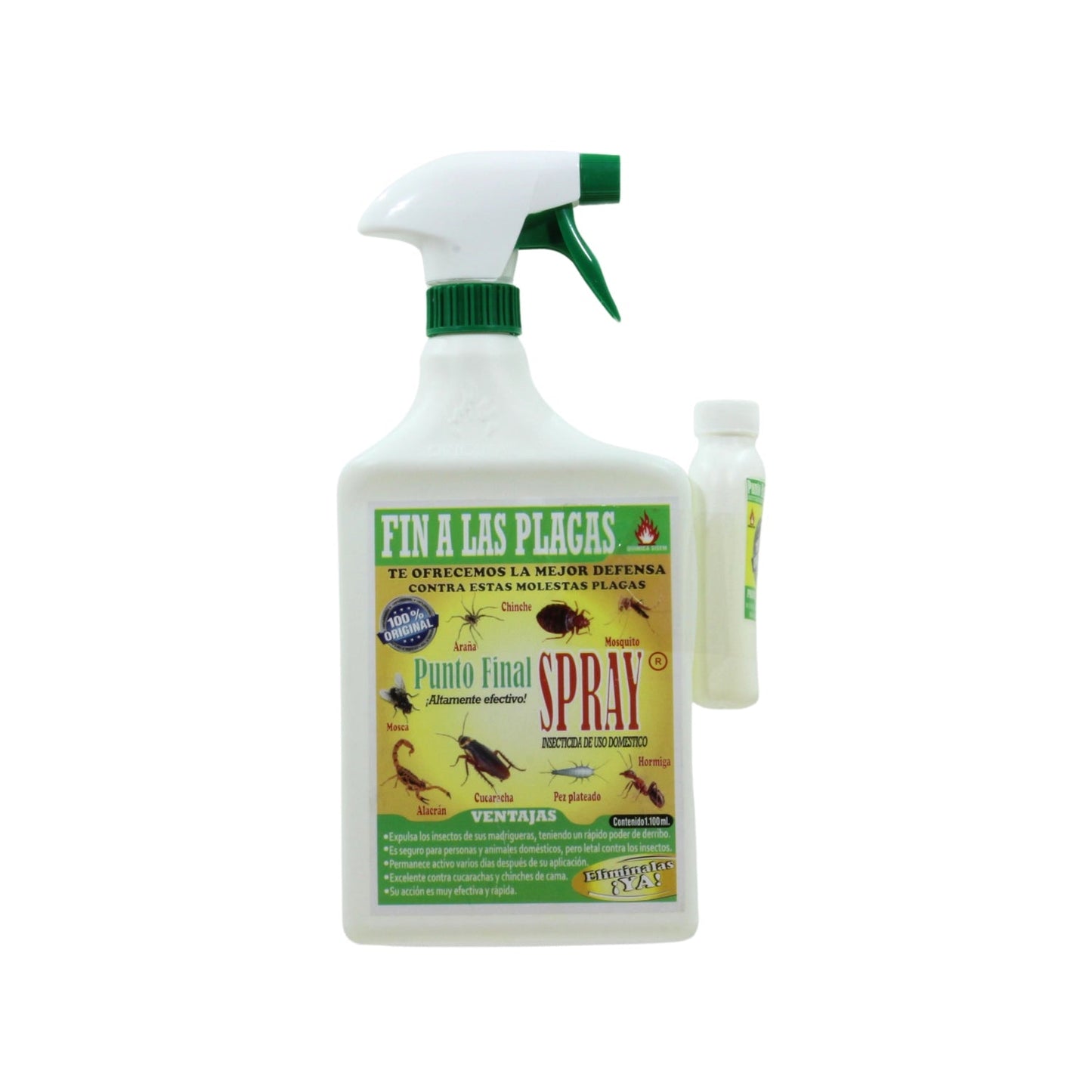 Spray insecticida Punto Final Fin a las Plagas 1.1L, elimina cucarachas, mosquitos, arañas y chinches.