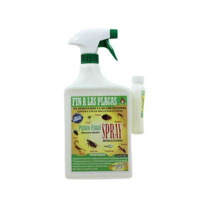 Spray insecticida Punto Final Fin a las Plagas 1.1L, elimina cucarachas, mosquitos, arañas y chinches.
