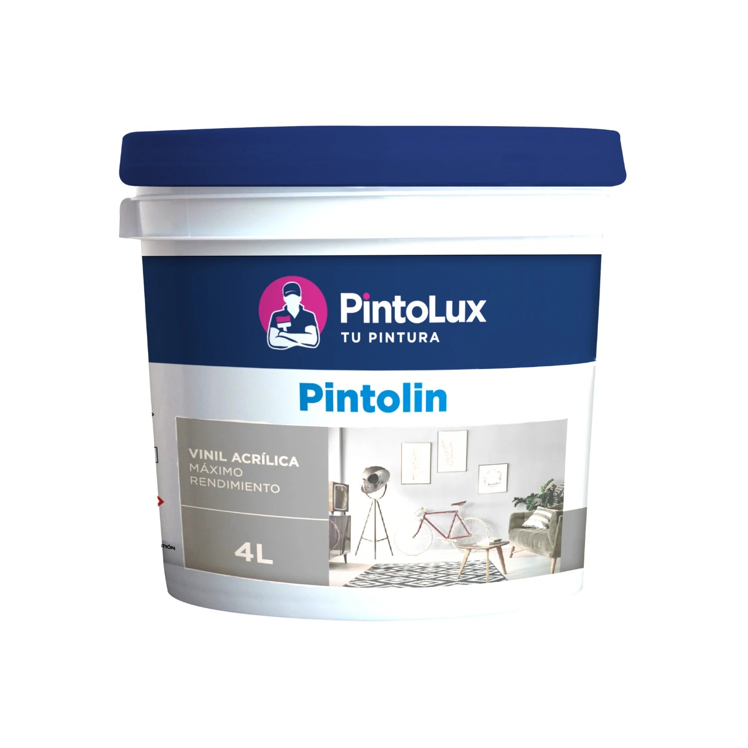 Pintura vinílica acrílica blanca Pintolux 4L de máximo rendimiento para interiores