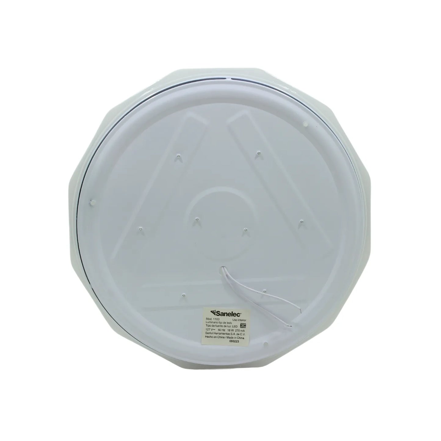 Luminario LED fijo Sanelec 18W blanco, para techo e iluminación interior.