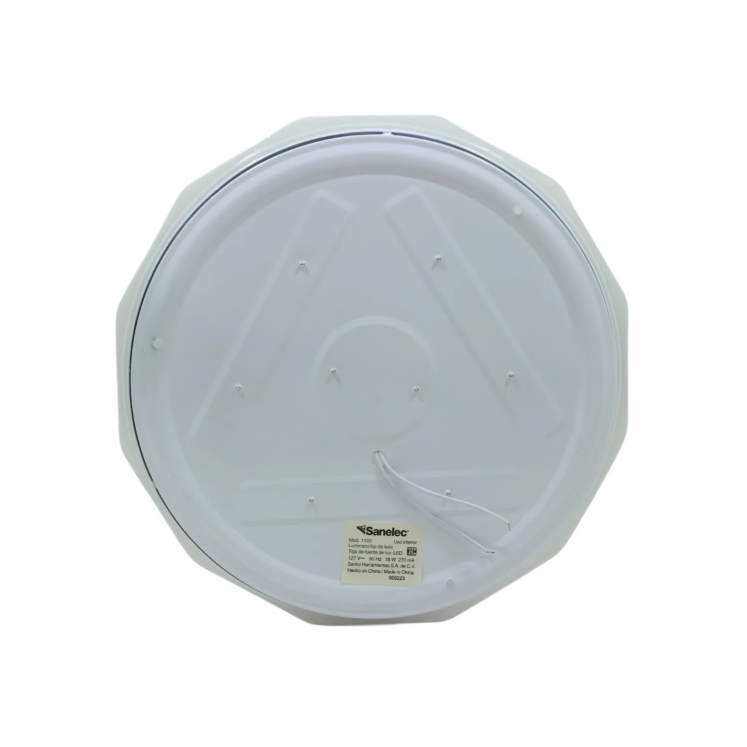 Luminario LED fijo Sanelec 18W blanco, para techo e iluminación interior.