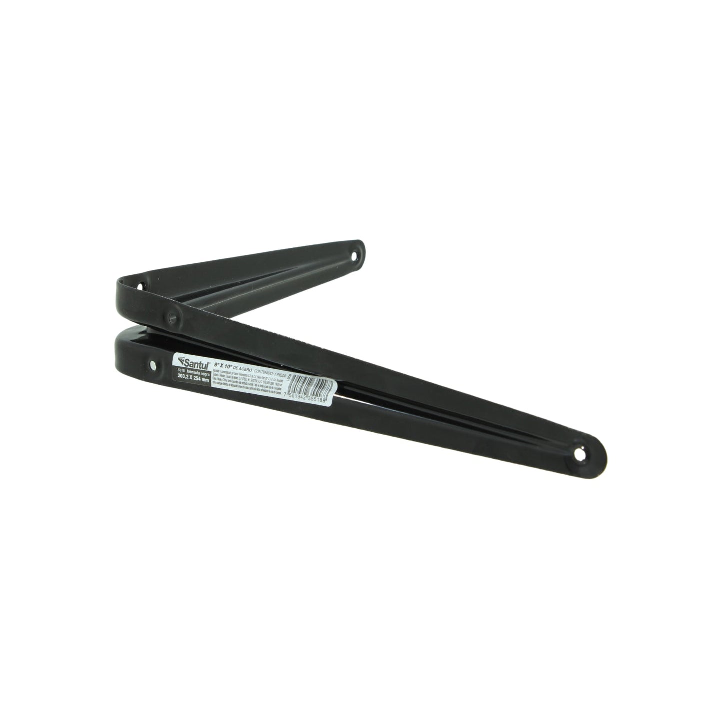 Ménsula negra de acero Santul 8x10 pulgadas (20x25cm) para estantes y repisas, soporte resistente