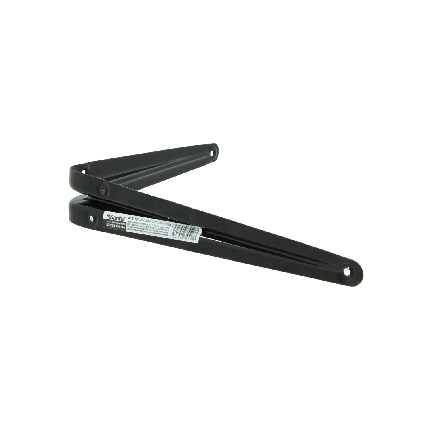 Ménsula negra de acero Santul 8x10 pulgadas (20x25cm) para estantes y repisas, soporte resistente