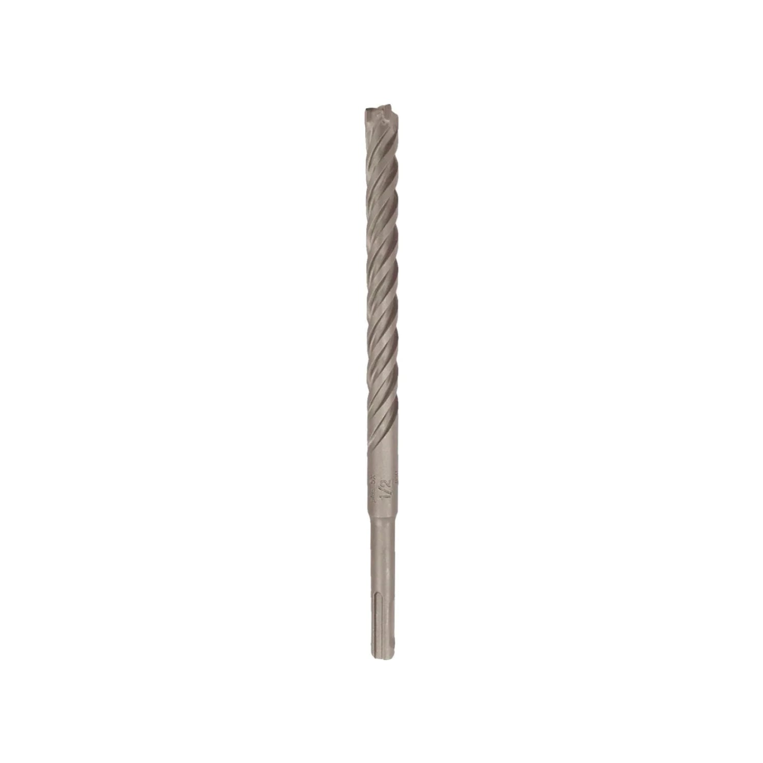 Broca SDS Plus 1/2 pulgada para taladro percutor, ideal para perforar concreto y mampostería.