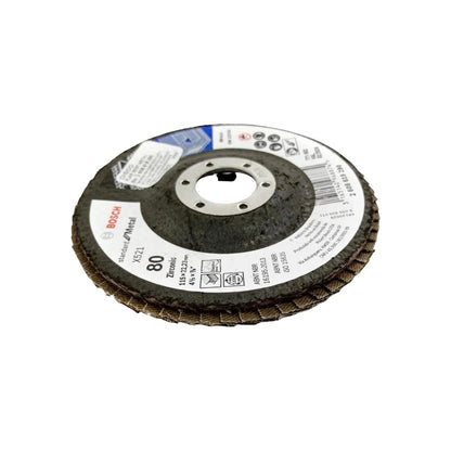 Disco laminado Bosch Zirconic para metal, grano 80, 115mm (4½"), ideal para desbaste y acabado en acero.