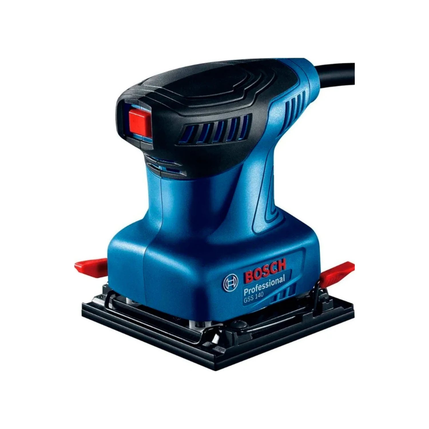 Lijadora orbital eléctrica Bosch GSS 140 azul y negra, 220W y 1/4" de lija, para acabados profesionales.