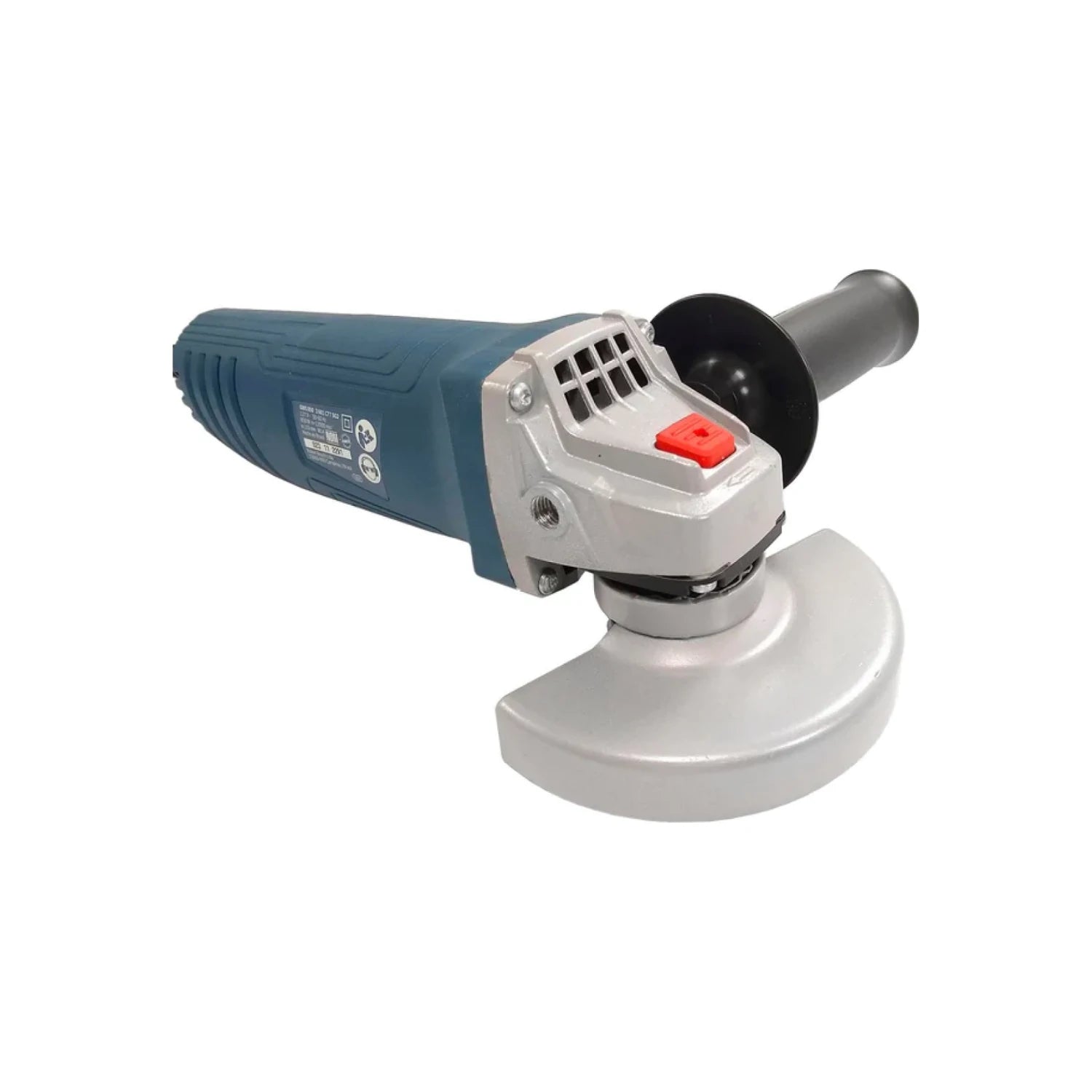 Esmeriladora angular eléctrica Bosch azul y gris, herramienta de corte y desbaste con guarda.
