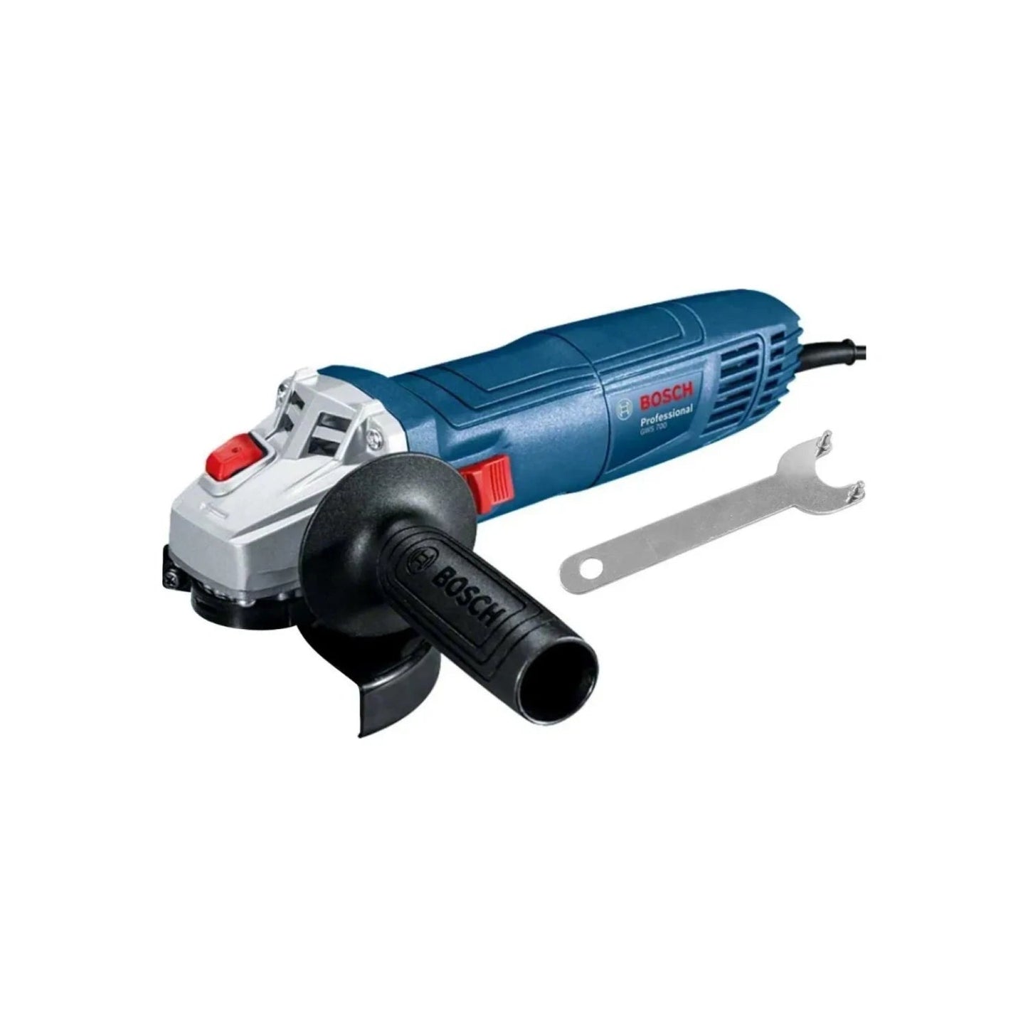 Esmeriladora angular Bosch Professional GWS 700 azul 4 1/2" 710W con mango lateral y llave