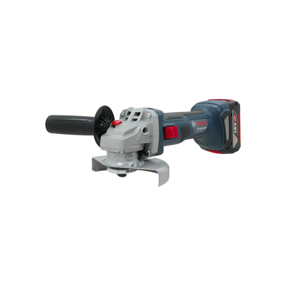 Esmeriladora angular inalámbrica Bosch 18V azul y gris, batería de litio, para corte y desbaste